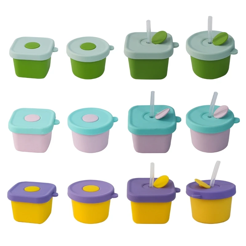 

BPAfree Baby Silicone Food Storage Box Solid Color Infant Feeder Bowl Portable