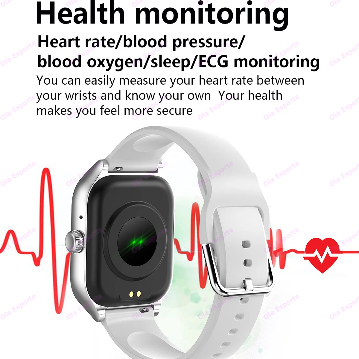 남녀공용 블루투스 통화 심박수 ECG 모니터, 혈압 항상 표시, 스포츠 방수 스마트워치 2024, 스마트 워치 신제품
