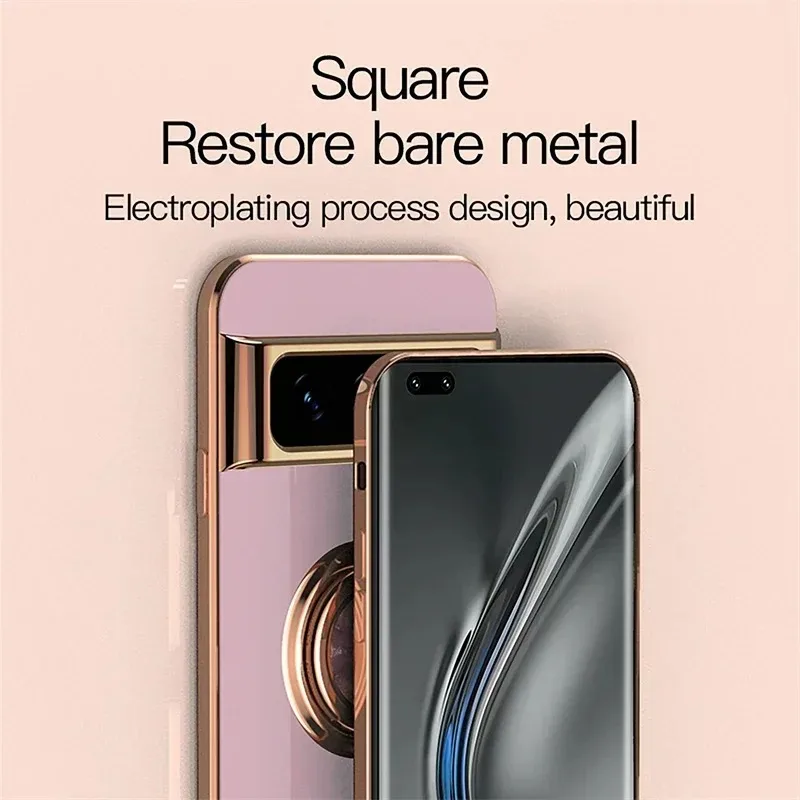 Stylish Plating Soft Silicon Shockproof Case with Car Magnetic Ring Bracket