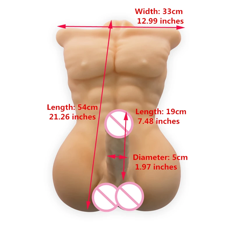 Strong Men's Body Sex Doll Tanned Skin Huge Penis Women Men Masturbation Sex Doll 18+ Big Dildo Cock Erotic Adult Supplies