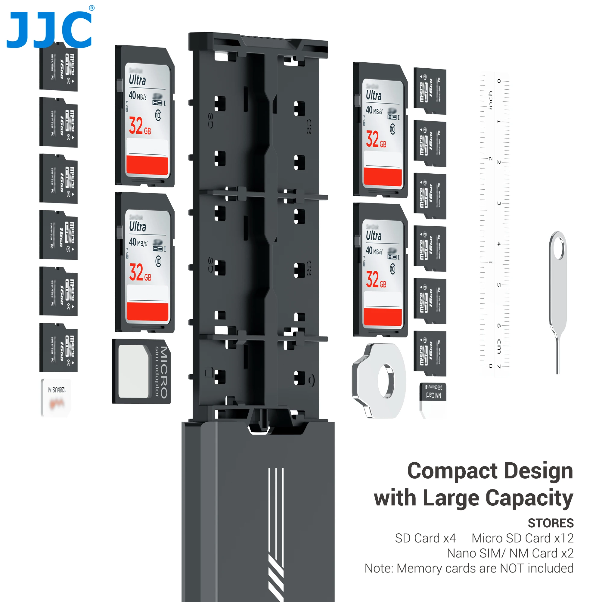 Jjc-estojo para Cartão sd Suporte para Cartão Micro tf Caixa de Memória de Metal Portátil Caixa para sd Mais 12 Micro sd Mais Cartões Nano Sim nm - Imagem 3