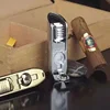 New COHIBA Lighter Metal 3 Jet Butane Torch Lighter Cigar Stamping Bar Sharp Lighter Cigar Knife Cigar Scissor For Gift（No Gas） 6