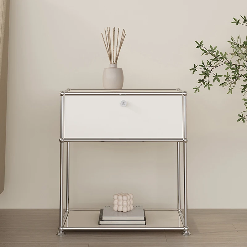 Luxury Modern Bedside Table Drawers Metal Nordic Storage Bedside Table White Home Living Room Bedroom Furniture