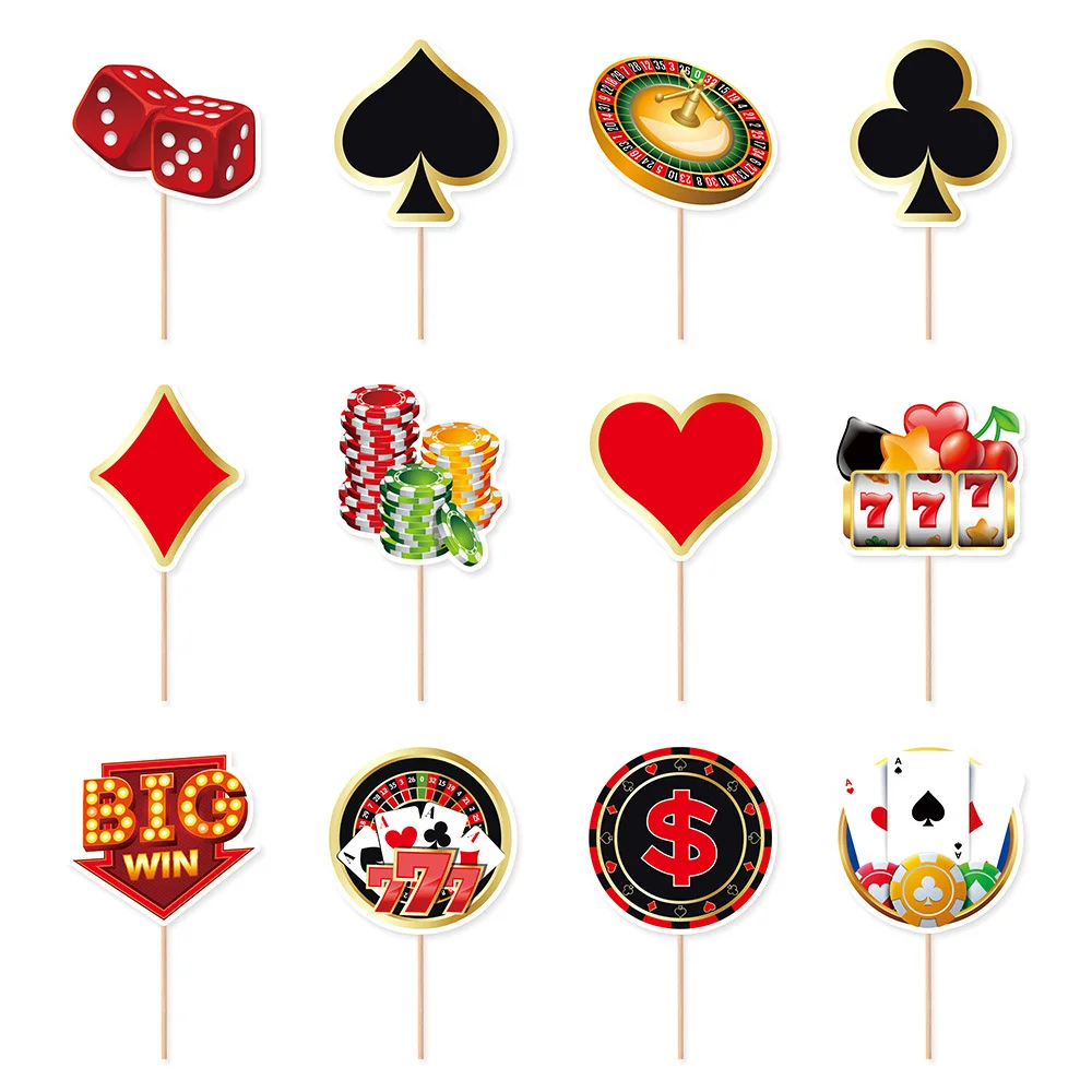 24 Tovaglioli Di Carta Per Feste A Tema Casinò E Poker, 2 Strati, 33x33 Cm, Decorazioni Rosse E Nere Per Las Vegas Party