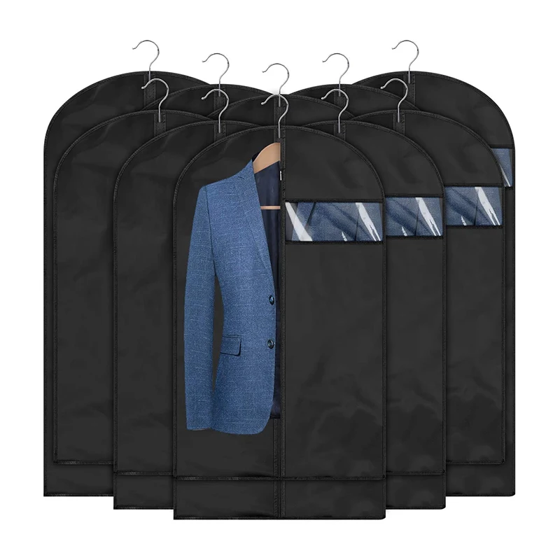 Qisiewell Funda para ropa extragrande para guardar ropa y trajes protección contra el polvo ropa traje abrigo de larga duración color negro de chaqueta XL, 60 x 50 x 120 cm 