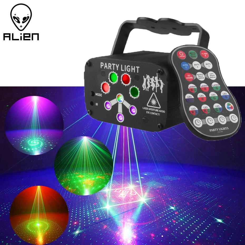 480 Pattern Uv Strobe Laser Stage Lights Rgb Led Club Party Dj Ktv Disco Light  Projecteur avec Remote Usb Powered