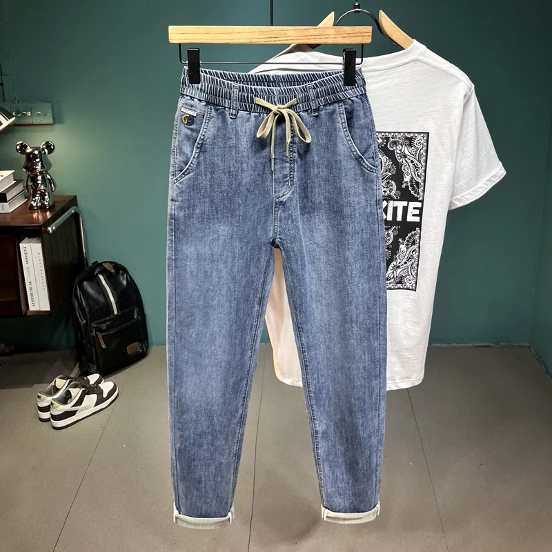 Summer Thin Stretch Jeans Men's Ninth Pants 2024 New Slim Fit Skinny Elastic Trend Comfortable All-Matching Long