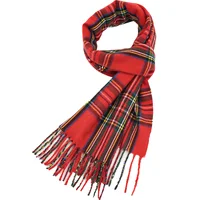 A cashmere plaid scarf with soft and warm texture, classic winter red and green plaid unisex scarf shawl 1