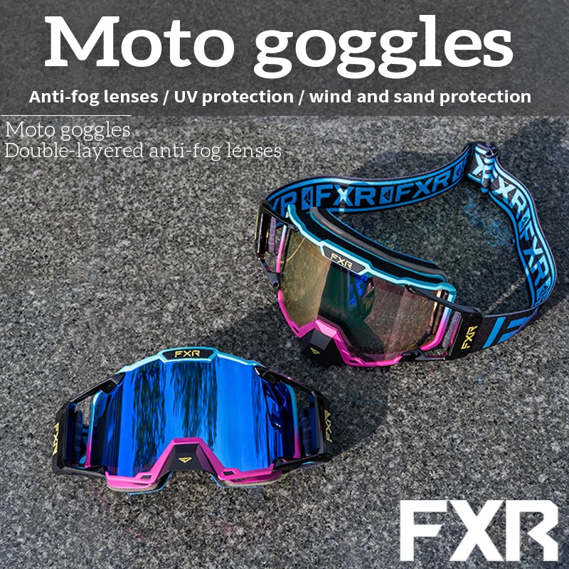 Motorcycle Goggles FXR Double Layer Anti Fog Lens Motocross Dirt Bike ATV Ski Outdoor Cycling Sunglasses