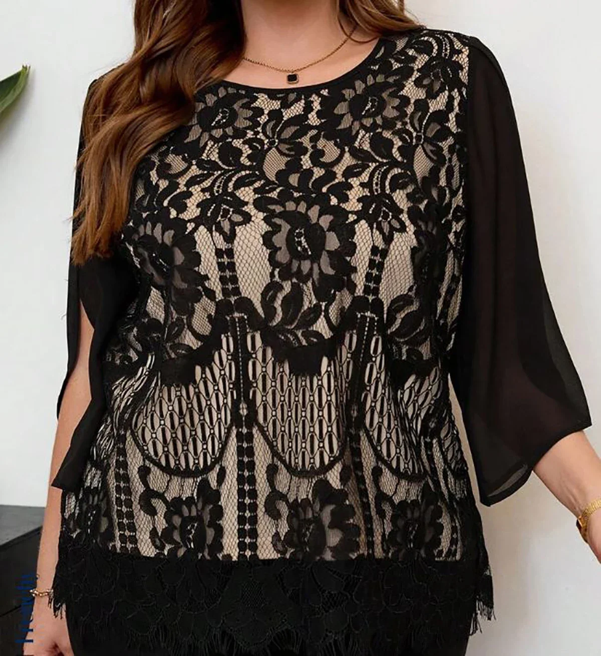 Blusa de talla grande para mujer, blusas elegantes con empalme de