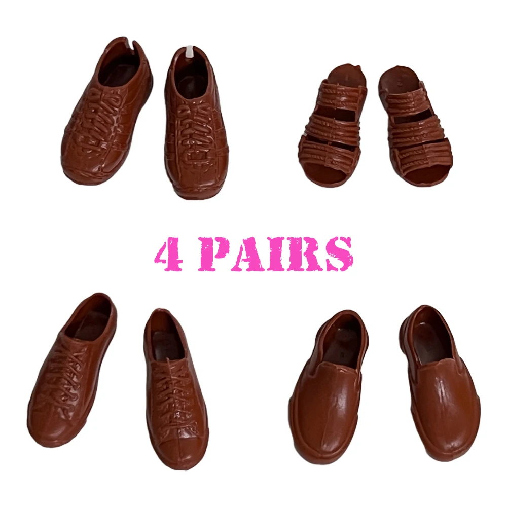 Nk 4 Paia Di Nuove Scarpe Sportive Per Bambole Da Ragazzo Scarpe Marroni A Fondo Piatto Per Ken Boy Doll 1/6 Accessori Per Bambole Per Barbie Ken Doll