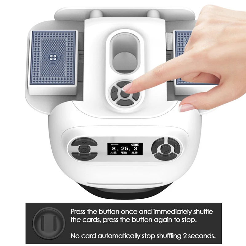 Card Shuffling Tool Automatic Card Shuffling Machine 1/2 Decks Electric Poker Card Shuffler 2600mAh Rechargeable Shuffler for Games Home Party