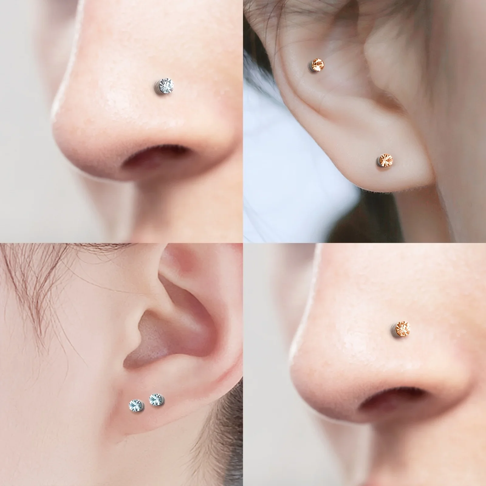 Simple Stainless Steel Magnetic Nose Stud Earrings 2-12Pcs 3mm Non-Pierced Body Jewelry For Male and female