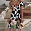 Ladies Clothing Casual Simple Dress Print Disney Toy Story Buzz Lightyear V Neck Short Sleeve Summer Ladies Plus Size Top Skirt 3