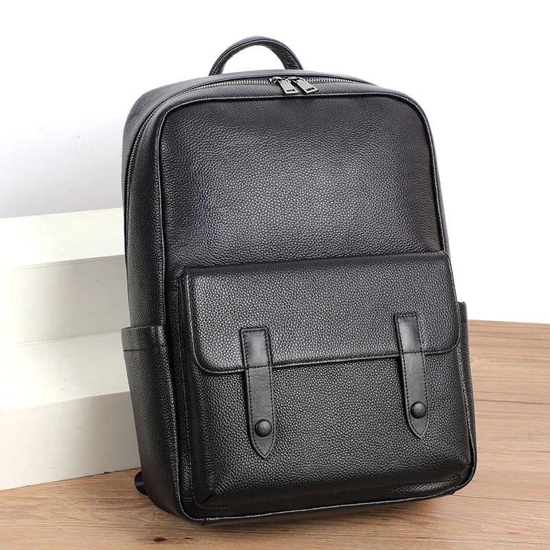High Quality Genuine Leather Men's Backpack Large Capacity Laptop Bag School Backpack Male Shoulder Bag Leather Travel Backpacks 4