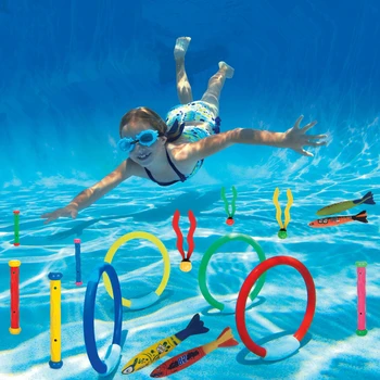 Summer Swimming Diving Toys Set Pool Swim Ring Water Sports Play Game Diving Stick Underwater Accessories Grabbing Toys for Kid 1