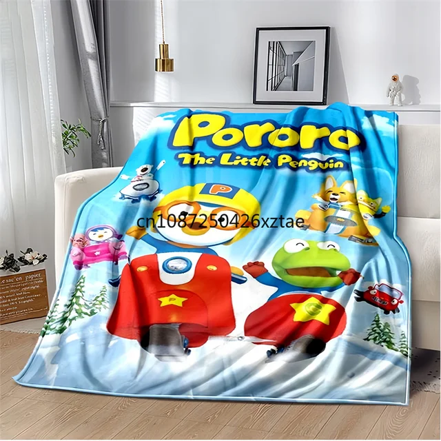 Embrulhe-se no Conforto e Aconchego com o Manta de Logotipo da PP-Pororo, o Pequeno Pinguim 2 Manta de Logotipo do PP-Pororo, o Pequeno Pinguim
