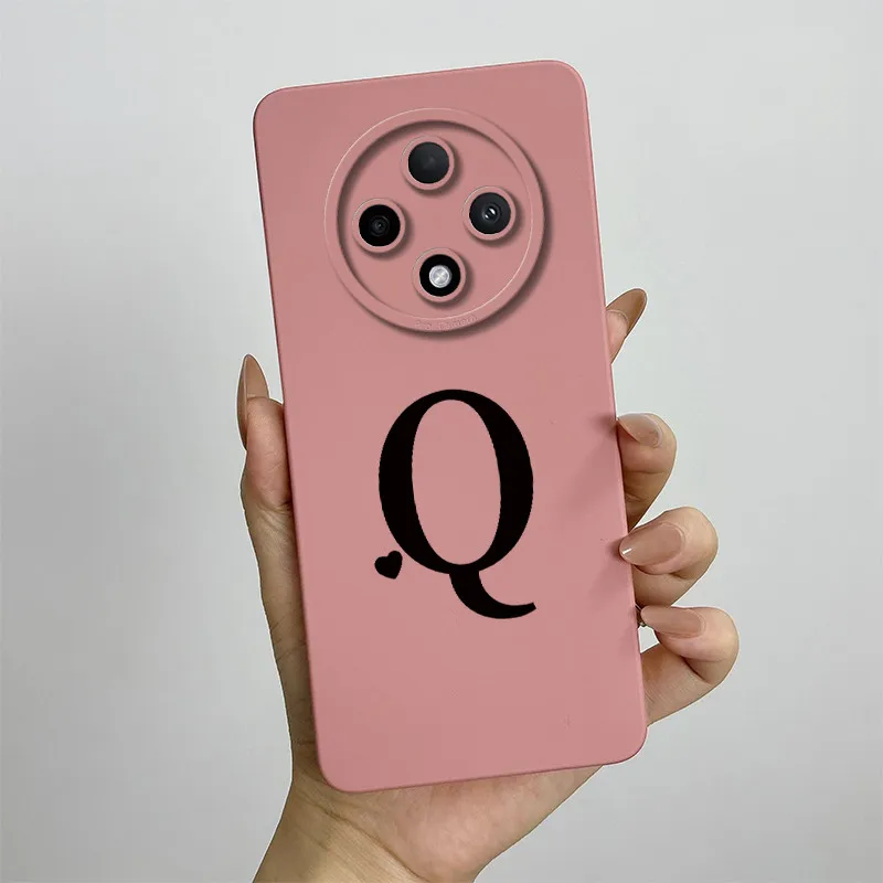 Cute Initial Letters Square Silicone Matte Shockproof Back Cover