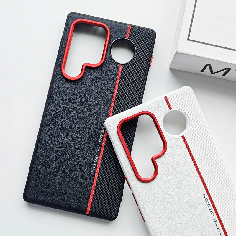 Minimalist Splicing PU Leather + Hard PC Anti-Fall Non-Slip Protection Phone Case