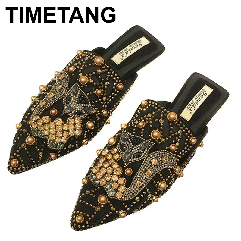 

Luxury Bling Big Fox Glitter Thick Sole Comfy Shoes Chunky Mules Women Mules Half Closed Slippers for Lady Female Shoes