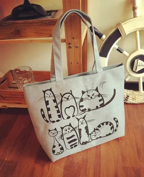 Cat Print Tote Bag – Durable Canvas Shopping Bag