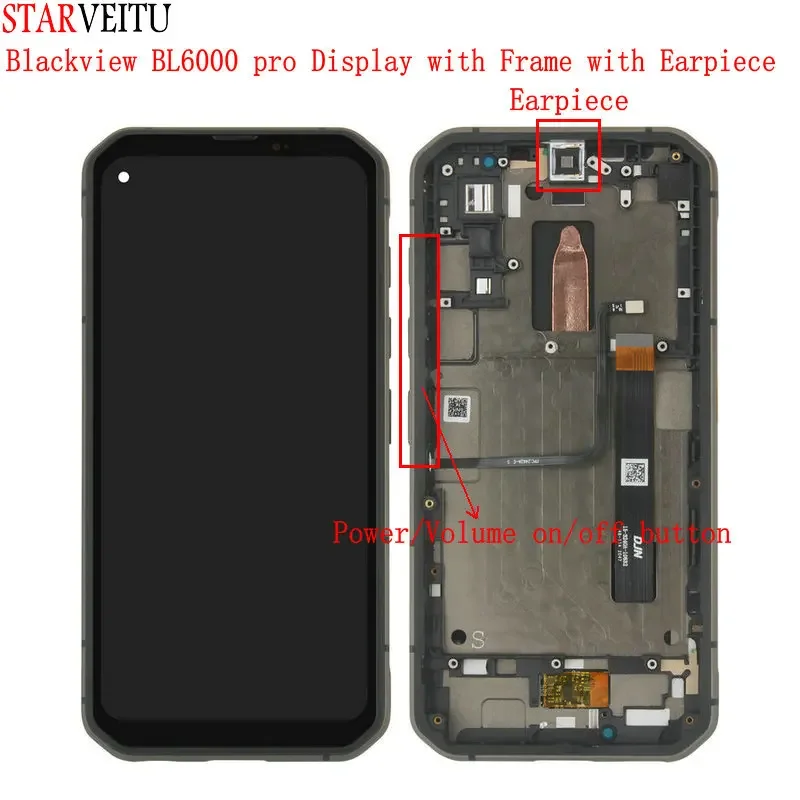 Lcd Originale Per Blackview Bl6000 Pro Display Touch Panel Fingerprint Earpiece Frame Volume Power Button
