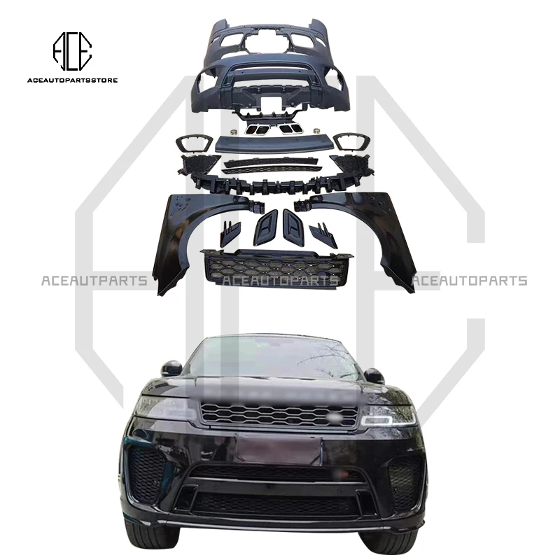 Per Land Rover Range Rover Sport Tuning Body Kit 13-17 Aggiornamento 18 Svr Pp Body Kit Paraurti Posteriore Anteriore Kit Lifting Con Luce