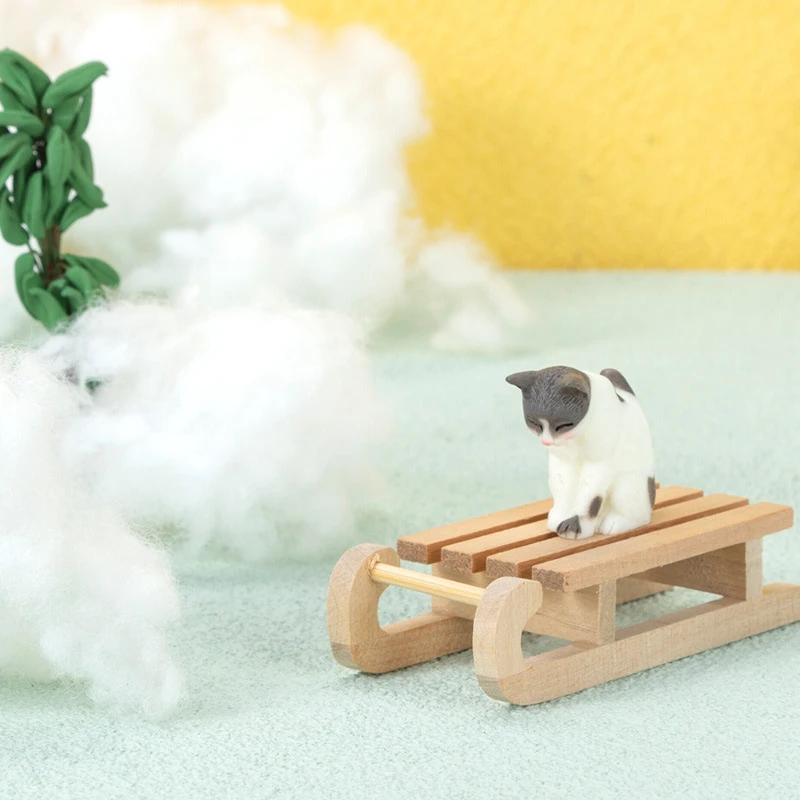 1:12 인형 집 미니어처 나무 썰매 썰매 크리스마스 장면 장식 놀이 집 장난감, DIY 색칠 썰매, 어린이 장난감 선물