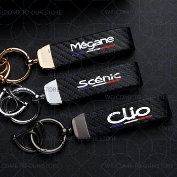 Portachiavi per auto per Megane Clio Scenic GT RS Colore francese Logo Portachiavi in metallo Widget Accessori per ornamenti in pelle in fibra di carbonio