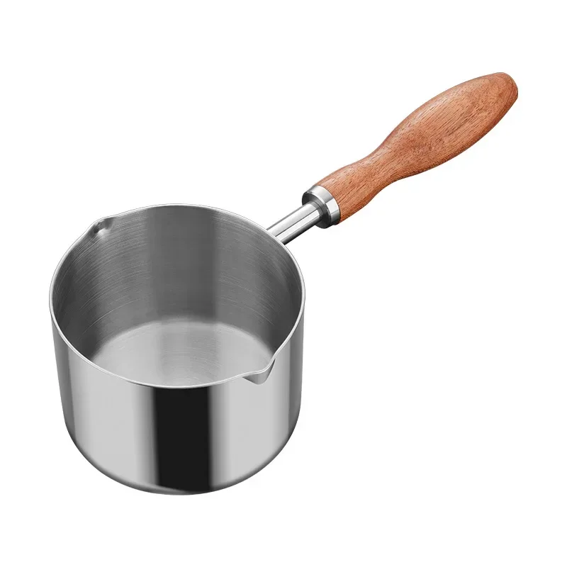 304 Stainless Steel Mini Soup Pot with Wooden Handle Condiment Sauce Pan Small Saucepan for Making Sauces Heating Milk Kitchen