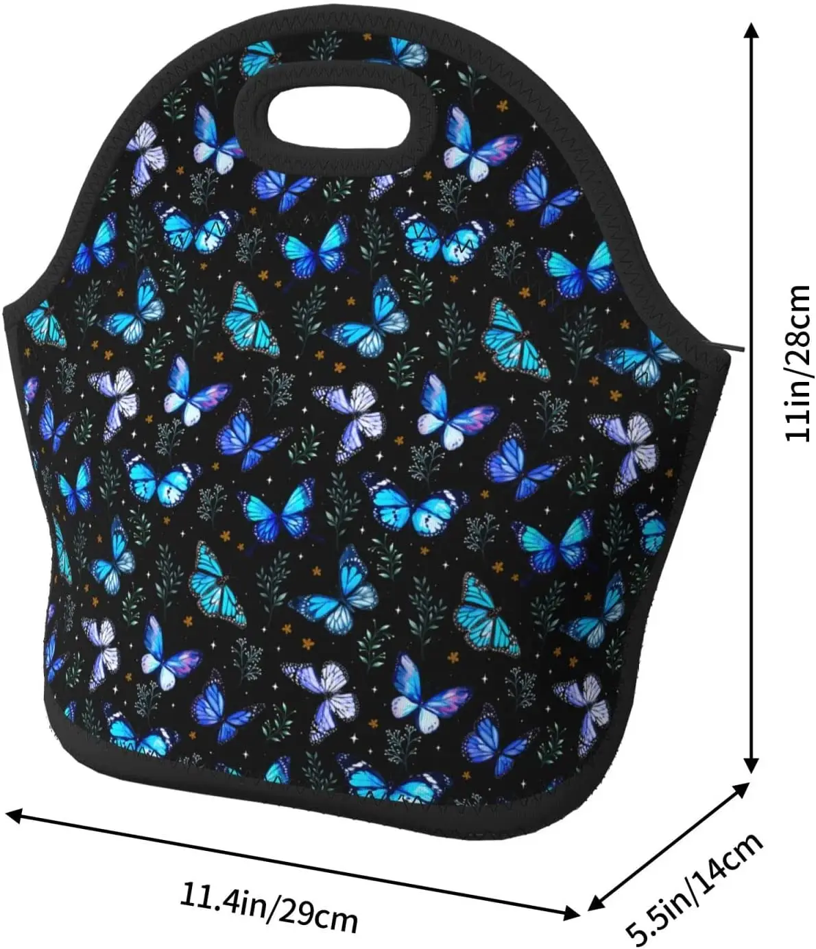 butterflies Portable Insulated lunch box for men women girls boys Neoprene Cooler Tote Lunch Bags