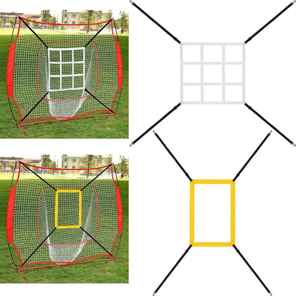 Baseball Strike Zone Target Net with Hooks Portable Softball Baseball Pitching Accuracy Training Mesh Adjustable Hitting Batting
