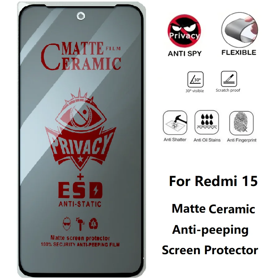 Enhanced Privacy Screen and Lens Protector Film - 3-in-1 Tempered Glass Set with Soft Ceramic Matte Finish
