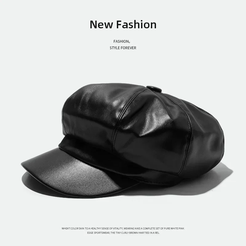 Oohmy PU Leather Newsboy Caps for Women, Cabbie Painter Hat, Gatsby Ivy Beret, Girls, Ladies Cap, Vintage, Classic, 8 Panels