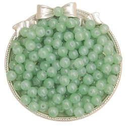 Glossy Jelly Imitation Jade Glass Round Beads - Assorted Sizes for Jewelry Making Supplies (Blue Green)