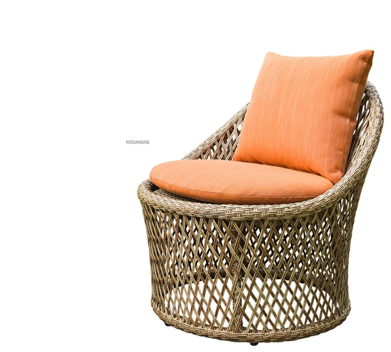 Description Picture 6 of itemNordic Outdoor Patio Garden Furniture Sets home Balcony Rattan Table and Chairs Set Small Apartment Villa Leisure rattan chair Z