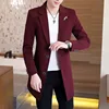 New Men's Business Casual Fashion Urban Korean Trend Slim Solid Color Small Suit Jacket Spring blazers long dress coat 3
