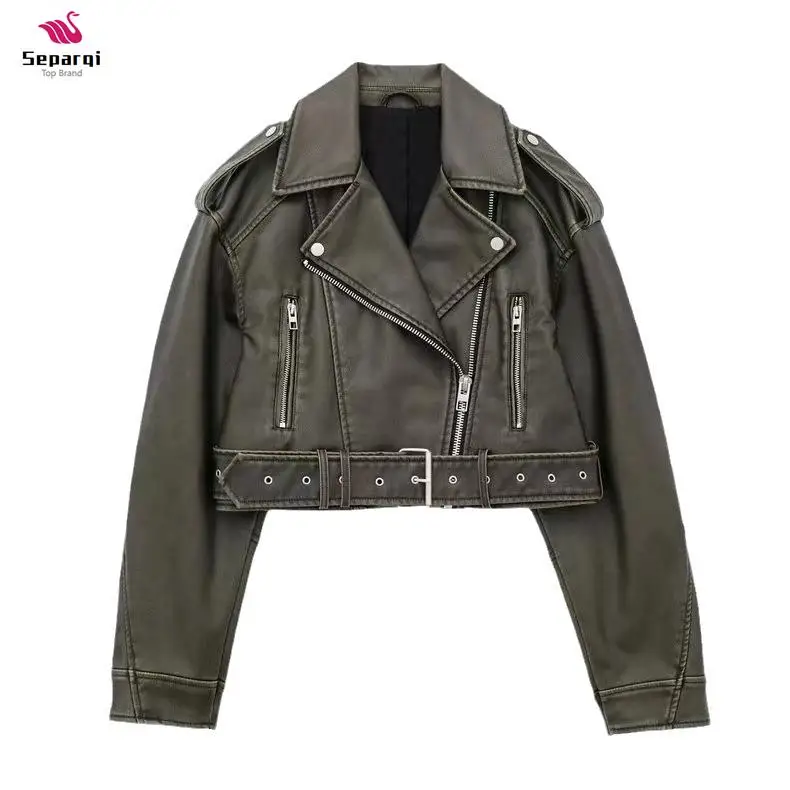 separqi-2024-women's-washed-leather-jacket-with-belt-short-coat-with-downgraded-zipper-and-vintage-lapel-jacket