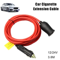 With 15A Fuse 3.6 M Socket Auto Charger Cable Female Socket Plug Car C-igarette Lighter Extension Cord 12V 24V 1