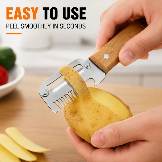 Ergonomic Wood Handle Fruit Vegetable Peeler Stainless Steel Paring Knife Multi Purpose Kitchen Tool for Home Restaurant Daily 1