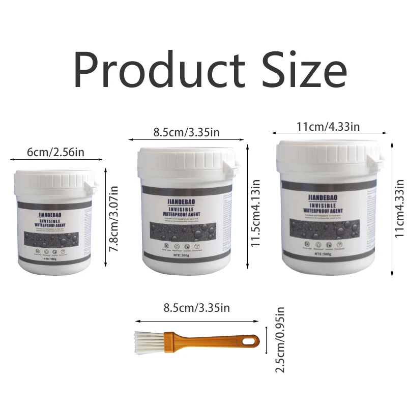 Agent imperméabilisant invisible 100g/300g/500g - Revêtement étanche pour réparation toilette et maison