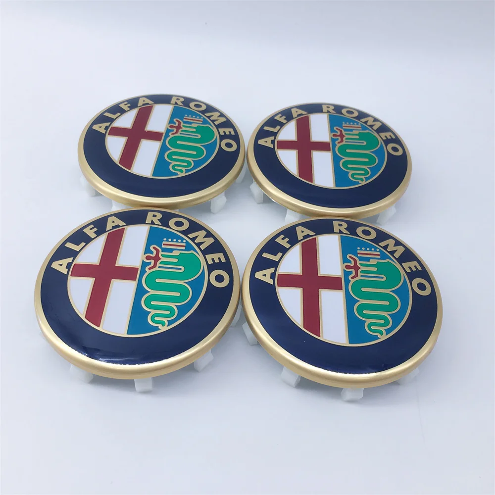 Set of 4 Wheel Center Cap Badges - 60mm 10-Pin Rim Hub Covers with Emblem Design