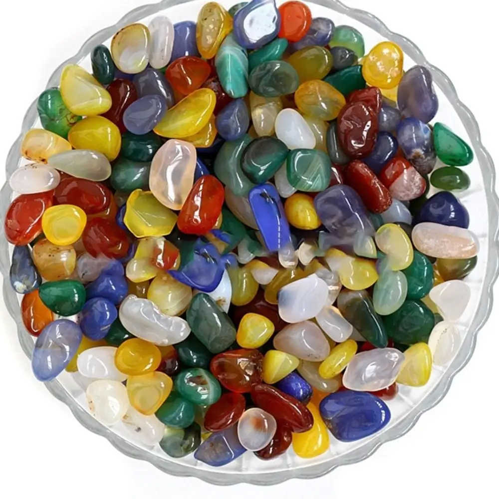 Reusable 100g Seven Colored Agate Natural Crystal Transparent Gravel Art Ornament Landscape Craft for Garden Decoration
