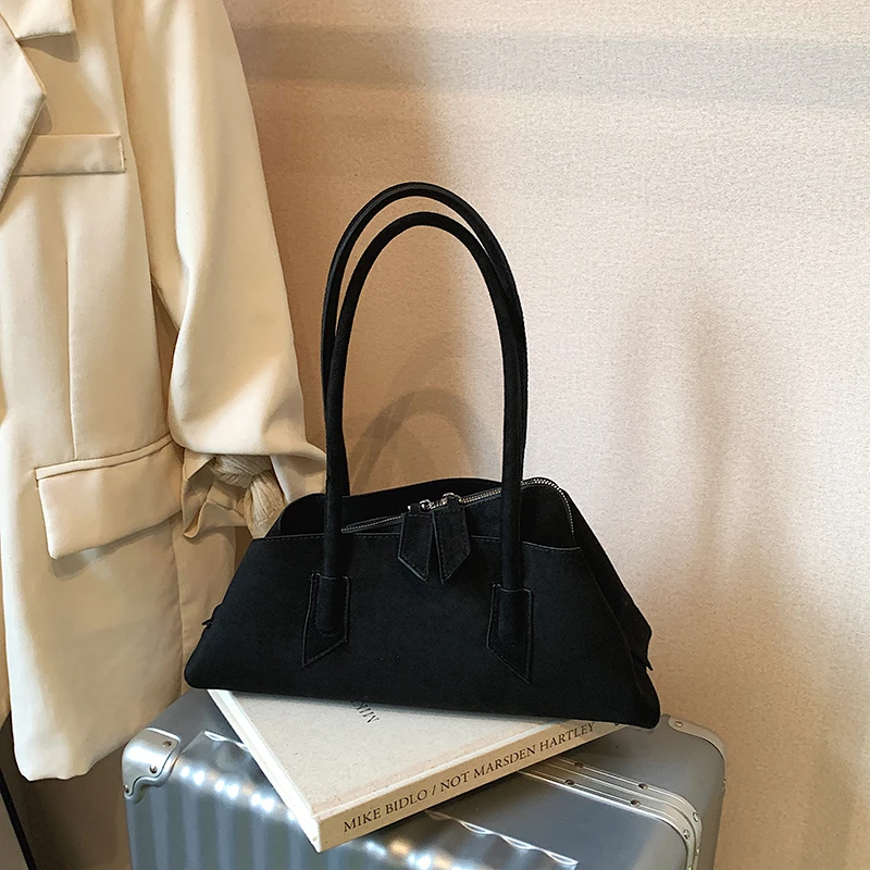 Brand Irregular Women' Tote Bag Suede Shell Handbag Niche Design Frosted Shopping Bag Fashion Travel Shoulder Bag