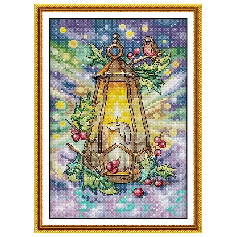 Cross Stitch Kit Four Season Lantern Pattern Counted Cross Stitch Set DIY 11CT 14CT Stamped DMC Cross-stitch Kit Embroidery Needlework