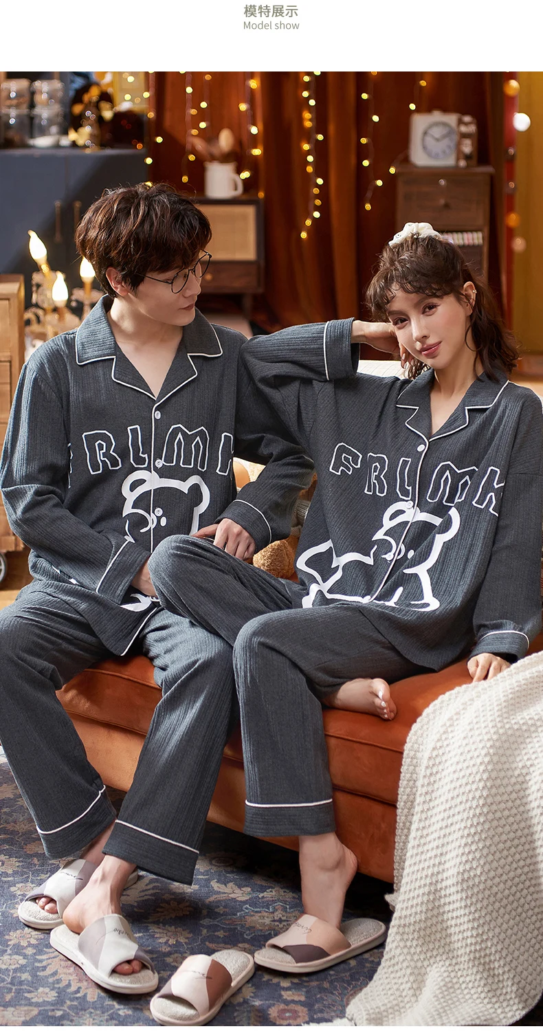 Bresdk Pyjama Homme en Coton Ensemble de Pyjamas Hiver