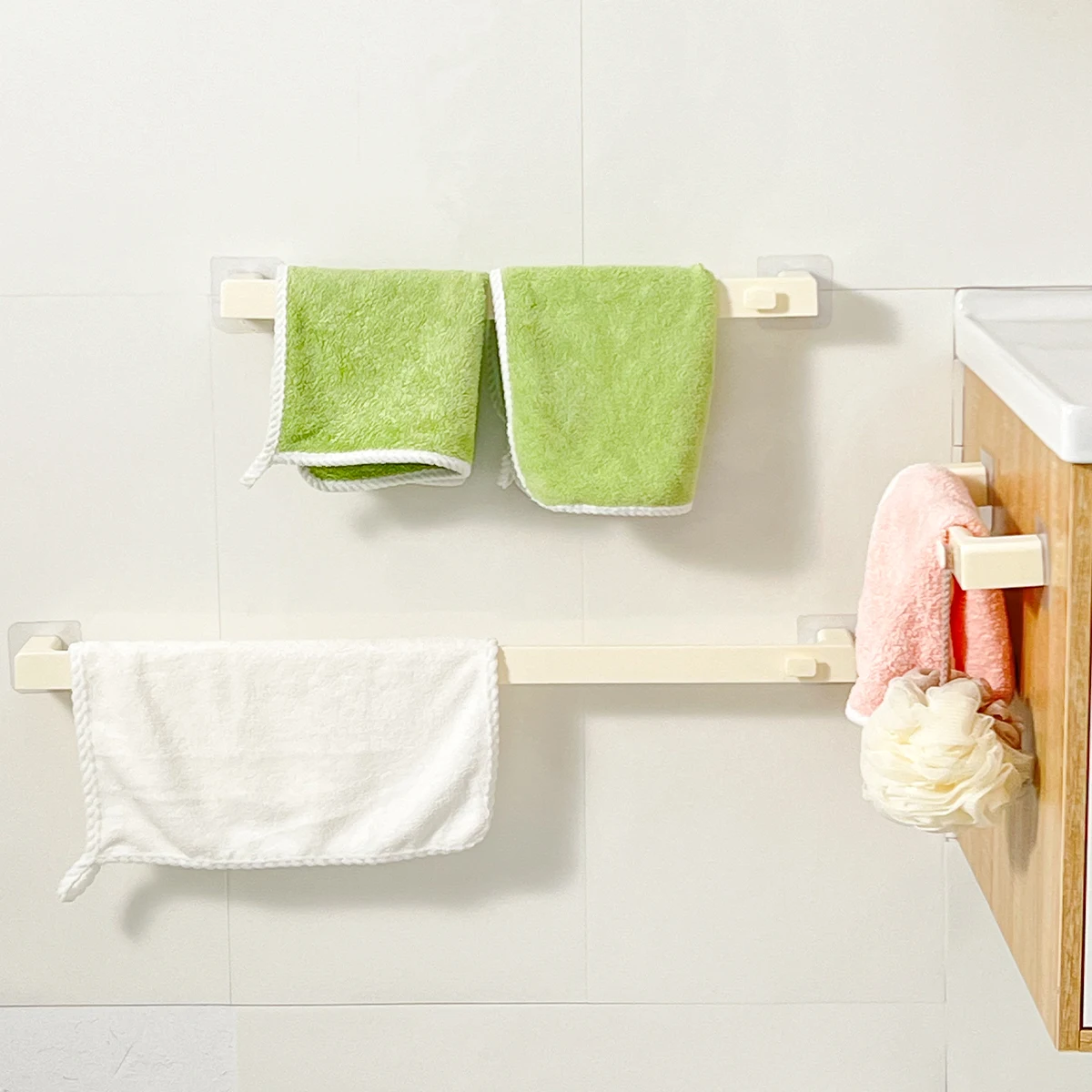 WORTHBUY No Punching Wall-mounted Shoes Rack Self-adhesive Plastic Storage Rack For Slippers Bathroom Shoes Organizer Holder