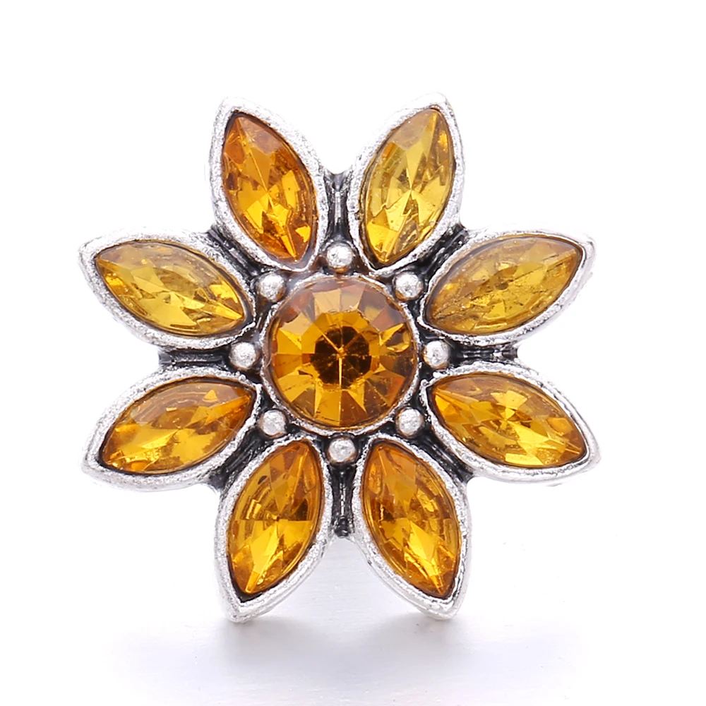 20pcs New Crystal  Flower 18mm Metal  Buttons Snap Bracelets Bangles Snaps Jewelry Making