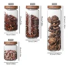 1Pcs Glass Food Storage Jars,Glass Storage Containers Clear Glass Food Canister with Bamboo Lid Airtight For Coffee,Flour, Sugar 1