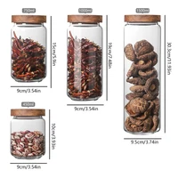 1Pcs Glass Food Storage Jars,Glass Storage Containers Clear Glass Food Canister with Bamboo Lid Airtight For Coffee,Flour, Sugar 1
